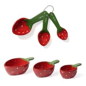 Strawberry Measuring Cups & Spoons Set of 3 @ Ceramic Target Bullseye Fast Ship